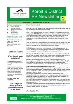 KDPS Newsletter 1/5/2015 - Koroit & District Primary School