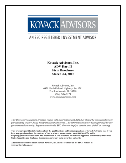 Kovack Advisors, Inc. ADV Part II Firm Brochure March 24, 2015