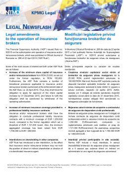 April 2015 Legal amendments to the operation of insurance