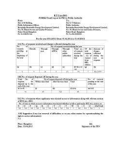 R.T.I Act-2005 FORM-I Yearly report by PIO to Public Authority From