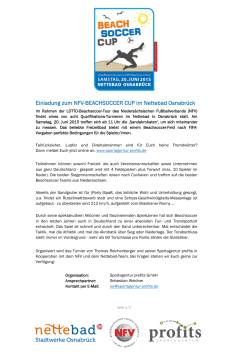 Einladung zum NFV-BEACHSOCCER CUP im Nettebad OsnabrÃ¼ck