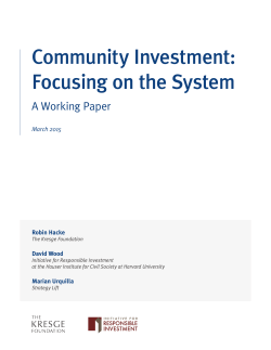 Community Investment: Focusing on the System