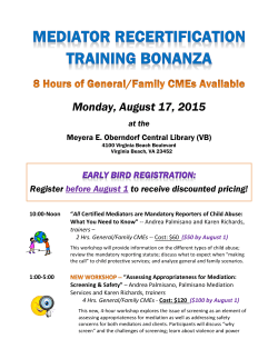 Mediator Recertification Training Bonanza â August 17, 2015