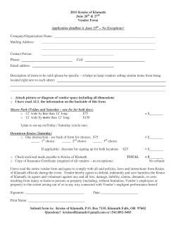 2015 Kruise of Klamath June 26th & 27th Vendor Form Application