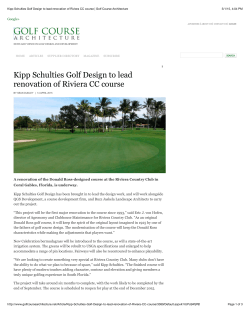 Kipp Schulties Golf Design to lead renovation of Riviera CC course