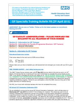 GP Specialty Training Bulletin 98 (29 April 2015)