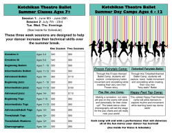 Ketchikan Theatre Ballet Summer Classes Ages 7+ Ketchikan
