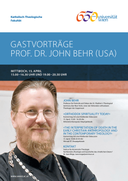 GASTVORTRÃGE PROf. DR. JOhn BEhR (USA)