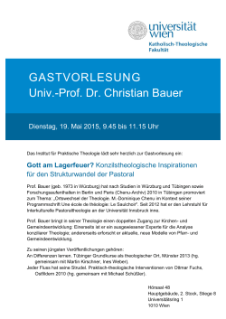 GASTVORLESUNG Univ.-Prof. Dr. Christian Bauer