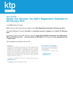 (GST) Registration Extended to 28 February 2015