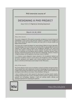Designing a PhD Project - Kaunas University of Technology
