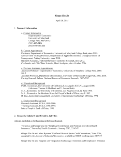 Ginger Zhe Jin April 20, 2015 1. Personal Information a. Contact