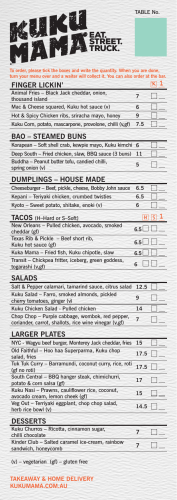 the kuku mama menu