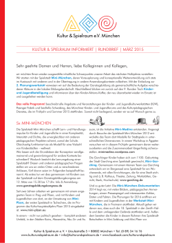 Rundbrief MÃ¤rz 2015 - Kultur & Spielraum eV