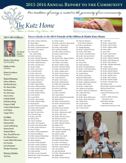 2013-2014Annual Report to the Community Our tradition of caring is