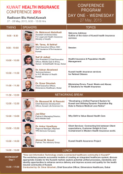 Conference Agenda - Kuwait Health Insurance Conference
