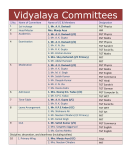 Vidyalaya Committees - Kendriya Vidyalaya, AAI, Rangpuri, Delhi
