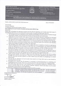 Guidelines for Locat Transfer of students during session 2015