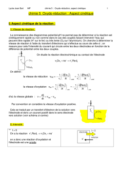 chimie 5 Oxydo-rÃ©duction : Aspect cinÃ©tique