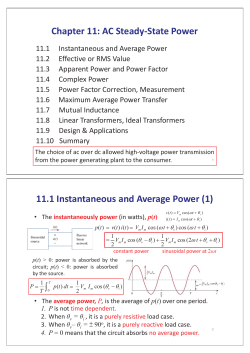 Chapter 11: AC Steady-State Power 11.1 Instantaneous and