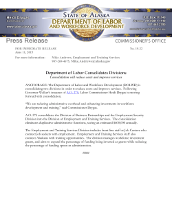 Department of Labor Consolidates Divisions