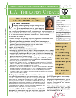 L.A. Therapist Update (March/April 2015)