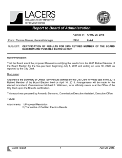 Report to Board of Administration