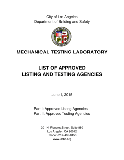 MECHANICAL TESTING LABORATORY LIST OF APPROVED