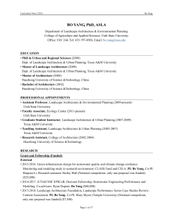 BO YANG, PhD, ASLA - Landscape Architecture and Environmental