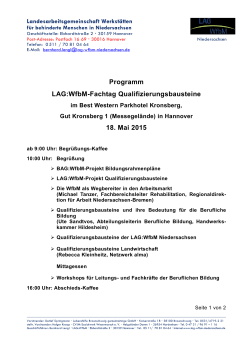 Programm LAG:WfbM-Fachtag Qualifizierungsbausteine 18. Mai 2015