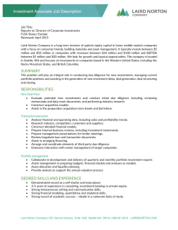 Investment Associate Position