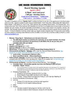 April 1, 2015 Agenda - Lake Balboa Neighborhood Council