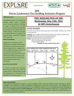 2015 Private Landowners Tree Seedling Assistance Program TREE