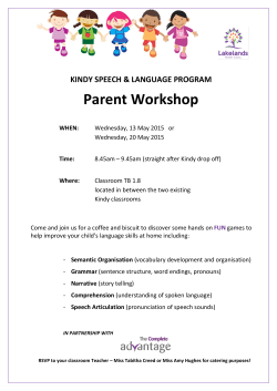 Kindy Parent Workshop 2015 â Speech and Language