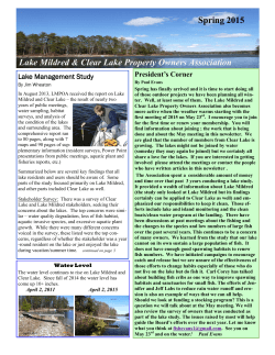 Lake Mildred & Clear Lake Property Owners Association Spring 2015