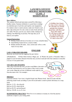 english lancer`s convent holiday homework class â i session 2015-16