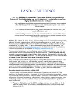 Land and Buildings Proposes REIT Conversion of MGM Resorts to