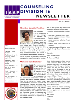 COUNSELING DIVISION 16 NEWSLETTER