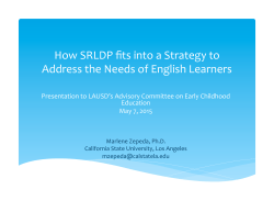 How SRLDP fits into a Strategy to Address the Needs of English