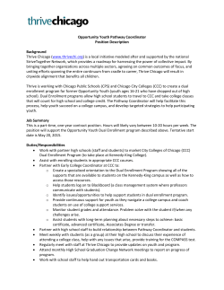 Opportunity Youth Pathway Coordinator Position Description