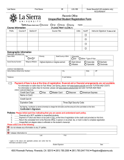 Unspecified Student Registration Form