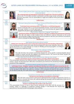 IATEFL LASIG DAY PROGRAMME FOR Manchester, 11th of APRIL