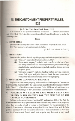 18. THE CANTONMENT PROPERTY RULES, 1925