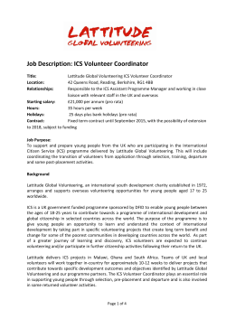 Job Description: ICS Volunteer Coordinator