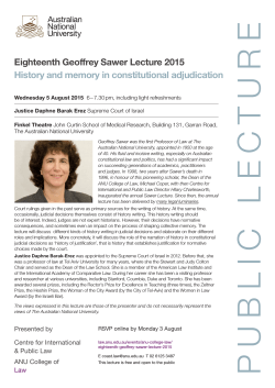 Eighteenth Geoffrey Sawer Lecture 2015 History and memory in
