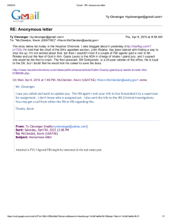 attached email to Asst. U.S. Attorney Kevin McClendon