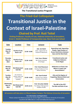 Transitional Justice in the Context of Israel-Palestine