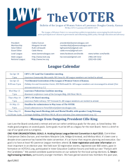 April 2015 - League of Women Voters of Lawrence