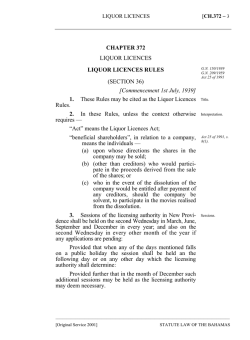 Liquor Licences Rules - Bahamas Laws On-Line