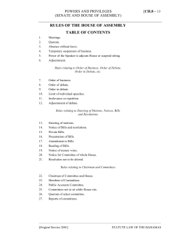 Rules of the House of Assembly - Bahamas Laws On-Line